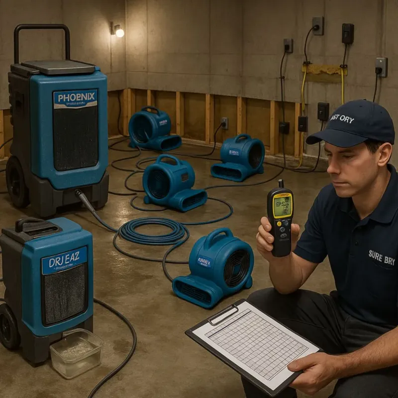 Structural Drying and Dehumidification process in El Cenizo, TX